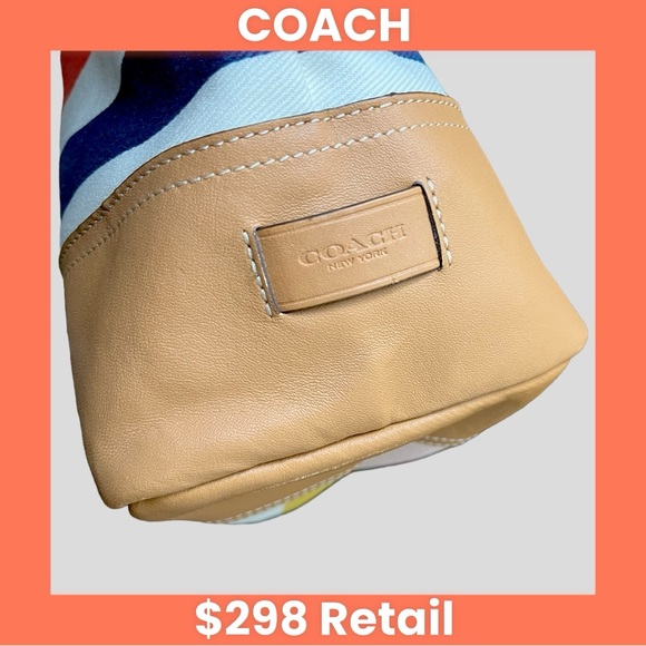 COACH F30041 Hadley Multistripe Canvas/Leather Medium Size Tote Bag EUC - Picture 9 of 12
